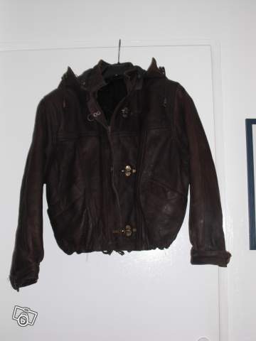Blouson en cuir vachette véritable marron